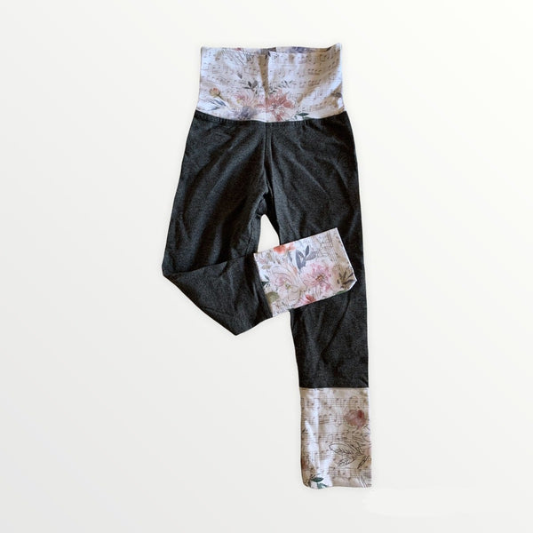 Charcoal grey with Harmony print cuffs & waistband.