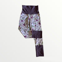 Lavender print with purple heather cuffs & waistband.